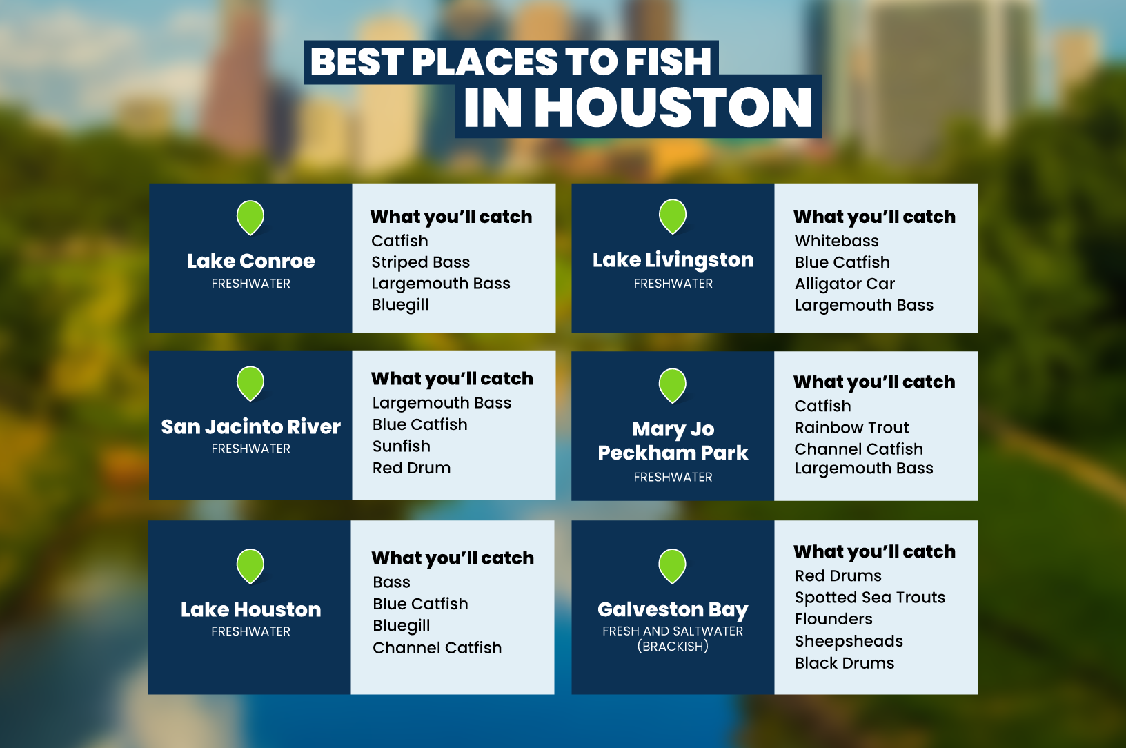 Los mejores lugares para pescar en Houston, Texas